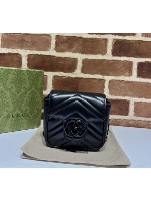 Gucci GG Marmont Black Leather Belt Bag with Chain 739599