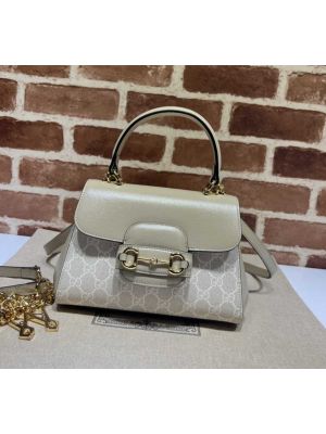 Gucci Horsebit 1955 Mini Bag Beige White GG Canvas 703848