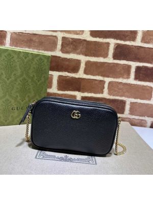 Gucci GG Marmont Mini Black Leather Chain Shoulder Bag 772759