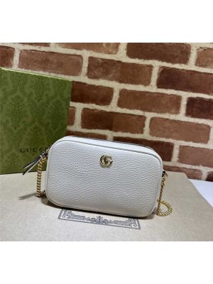 Gucci GG Marmont Mini White Leather Chain Shoulder Bag 772759