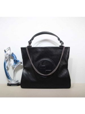 Gucci Black Leather Blondie Medium Tote Shoulder Bag with Interlocking G 751516