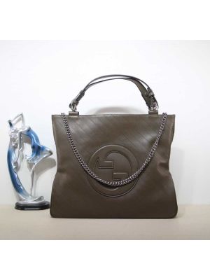 Gucci Gray Leather Blondie Medium Tote Shoulder Bag with Interlocking G 751516
