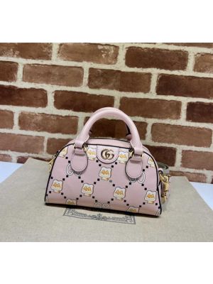 Gucci Ophidia GG Animal Print Mini Bag Light Pink Leather 724606