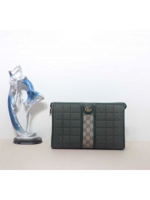 Gucci Quilted Mini GG Canvas Pouch Bag Green 751912