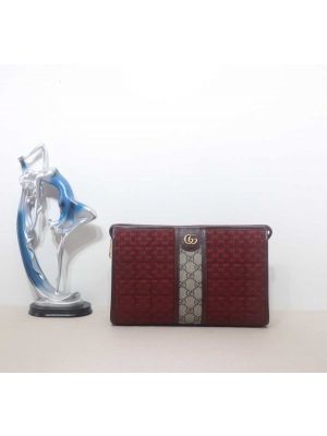 Gucci Quilted Mini GG Canvas Pouch Bag Red 751912